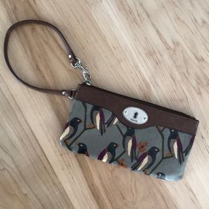 Fossil Key-Per Wristlet Wallet-Leather Trim